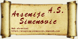 Arsenije Simenović vizit kartica
